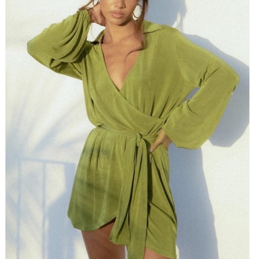 Princess Polly Olive Green Wrap Mini Dress